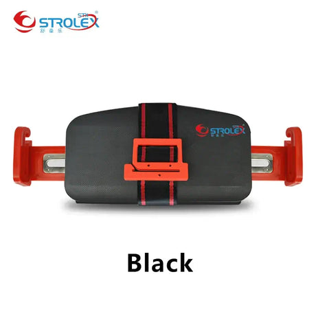 Black portable baby car seat safety device from Strolex with durable design and secure straps.