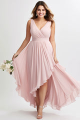 Women Pink Chiffon Wrap Dress