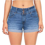 Women Denim Waistband Stretch Shorts