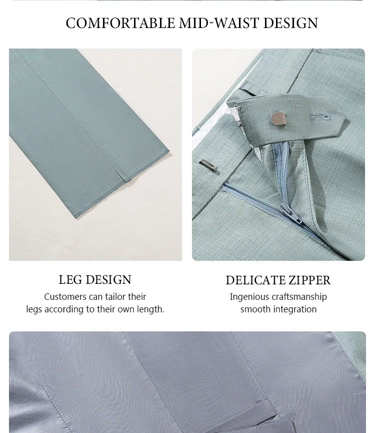 Men Slim Fit Green Summer Suit