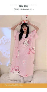 Women Cartoon Print Long Nightgown