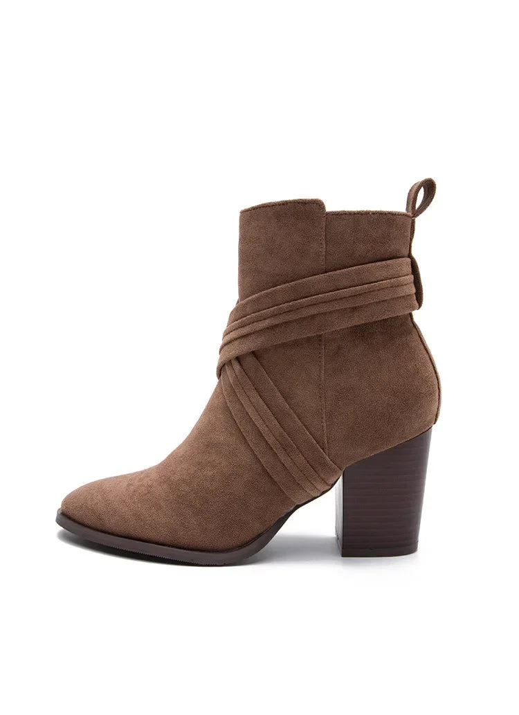 Women Pointed Toe Zipper Ankle Boots – Autumn High Heel Short Booties