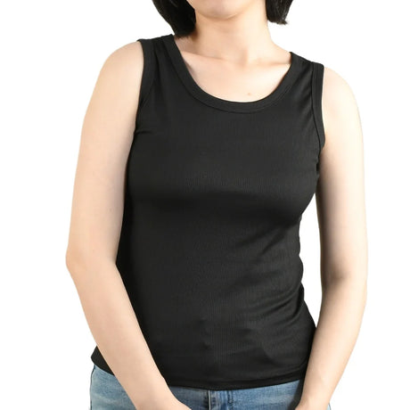 Black SlipFit™ anti-slip cami for women, lightweight and slimming design for summer comfort.