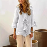 Women Ruffle Button Knit Cardigan