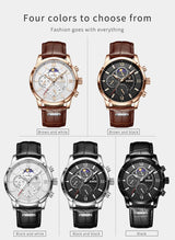 LIGE Men’s Leather Quartz Sports Watch