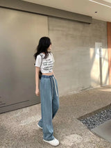 Women Silk Washed Wide Leg Jeans