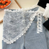 Women Embroidered Lace Mini Apron Skirt