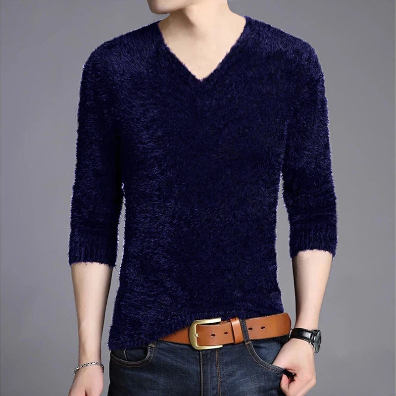 Men's Plus Size V-Neck Jumper