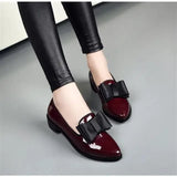 Women’s Leather Loafers Round Toe Lace-Up Shoes