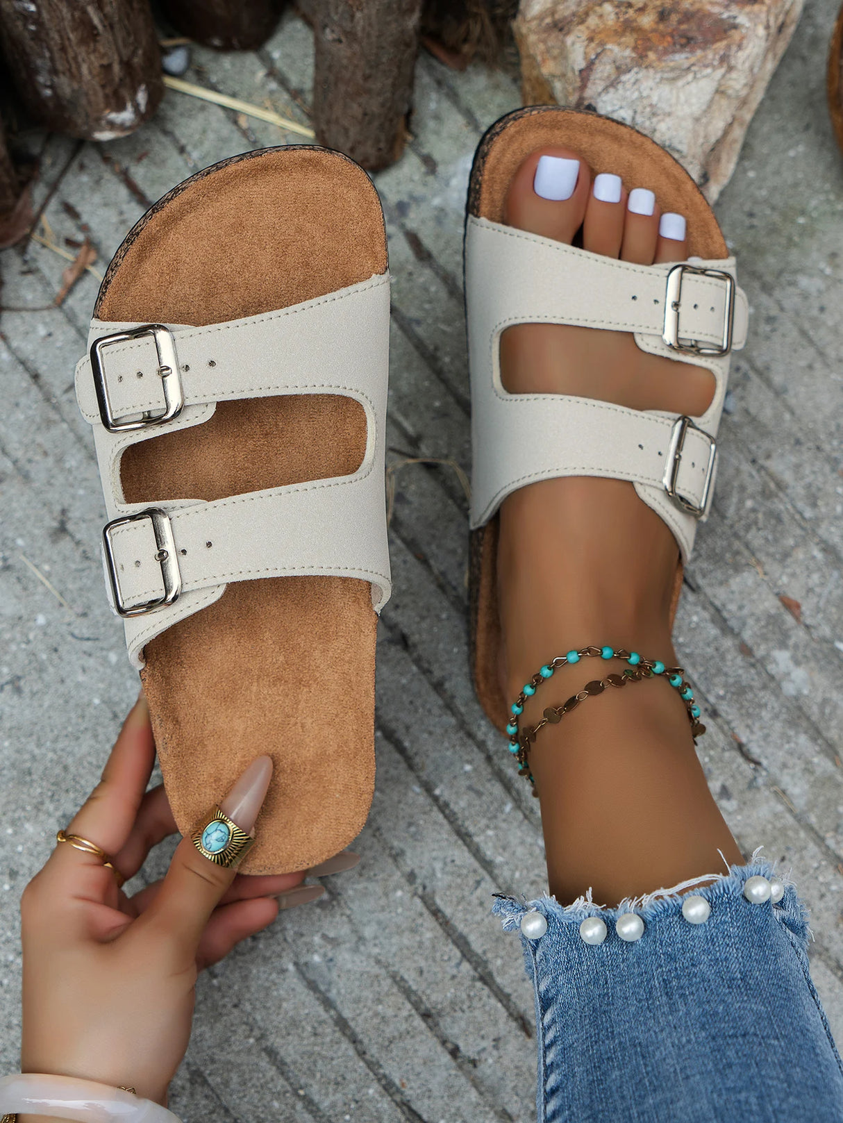 Women’s Luxury Square Toe Thick Sole Slides