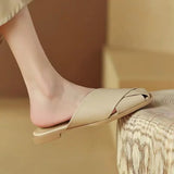 Women Summer Mules – Elegant Square Closed Toe Flats