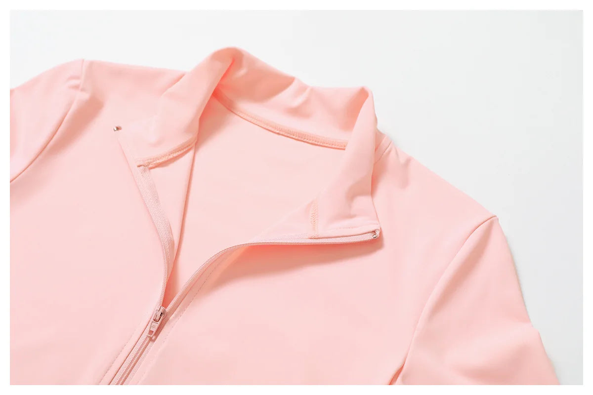 Women's Zip Long Sleeve Yoga Jacket – Slim Fit Gym Training Top