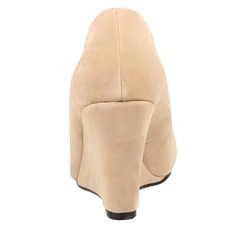 Classic Pointed Wedge Pumps – Black Faux Suede 2025