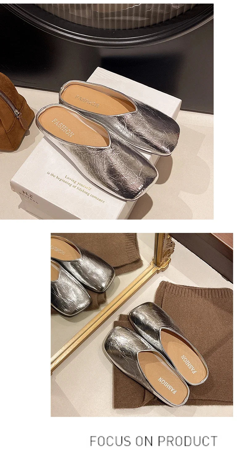 Women Mules Closed Toe Flat Slides