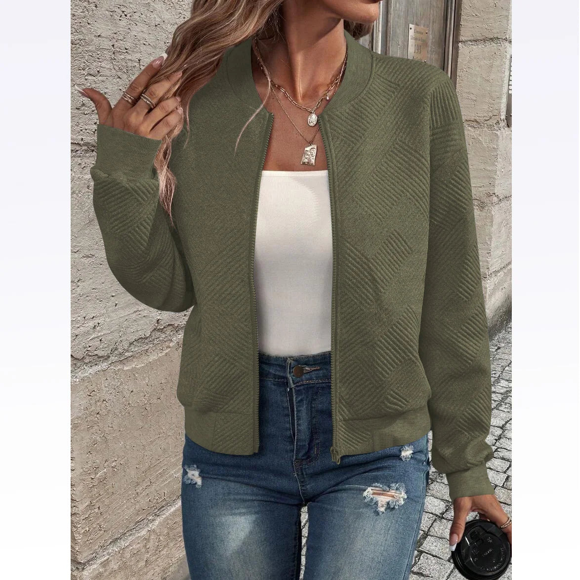 Casual Zipper Baseball Collar Women's Jacket