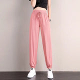 Women Ice Silk Drawstring Pants