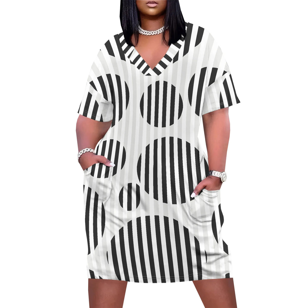 Women Sunflower V-Neck Beach Dress