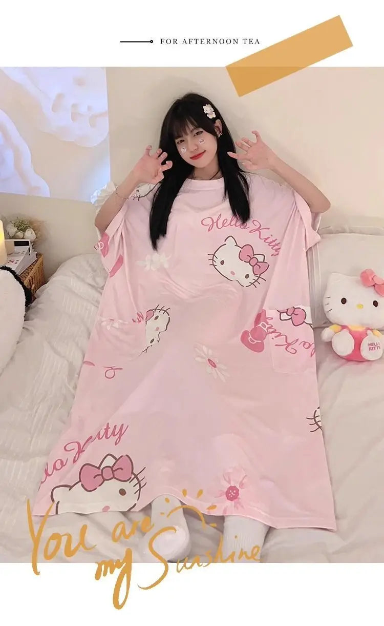 Women Cartoon Print Long Nightgown