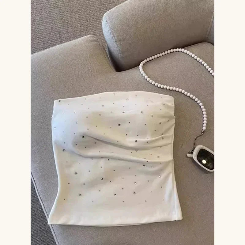 Sparkling Rhinestone Backless Camisole Tank Top