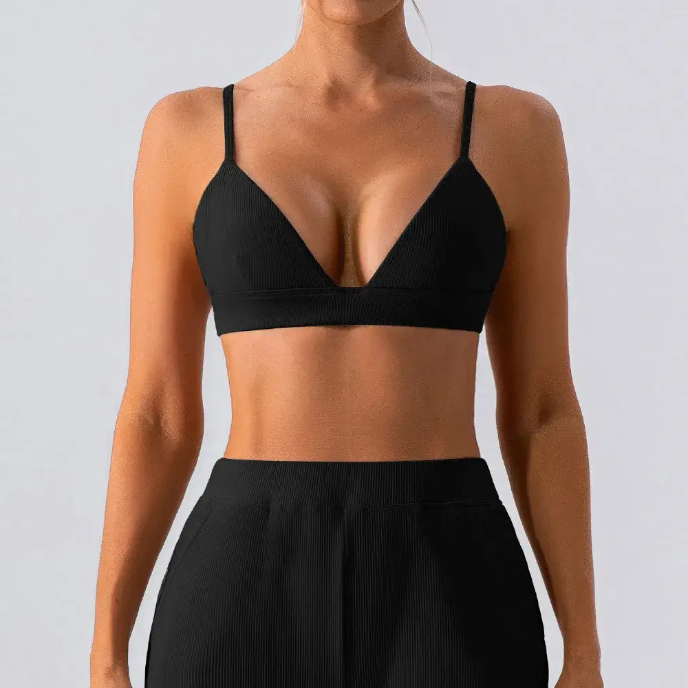 Women Ribbed Breathable Sports Bra