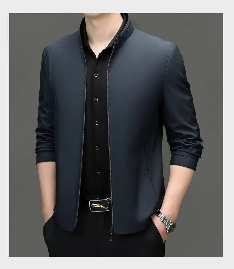 Men Stand Collar Zipper Jacket