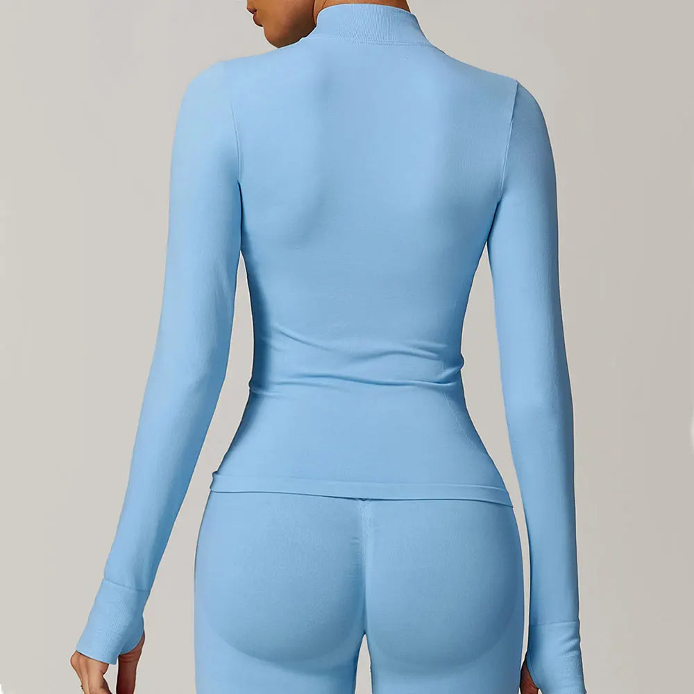 Seamless Women's Long Sleeve Yoga Jacket – Windproof Running Sports Top
