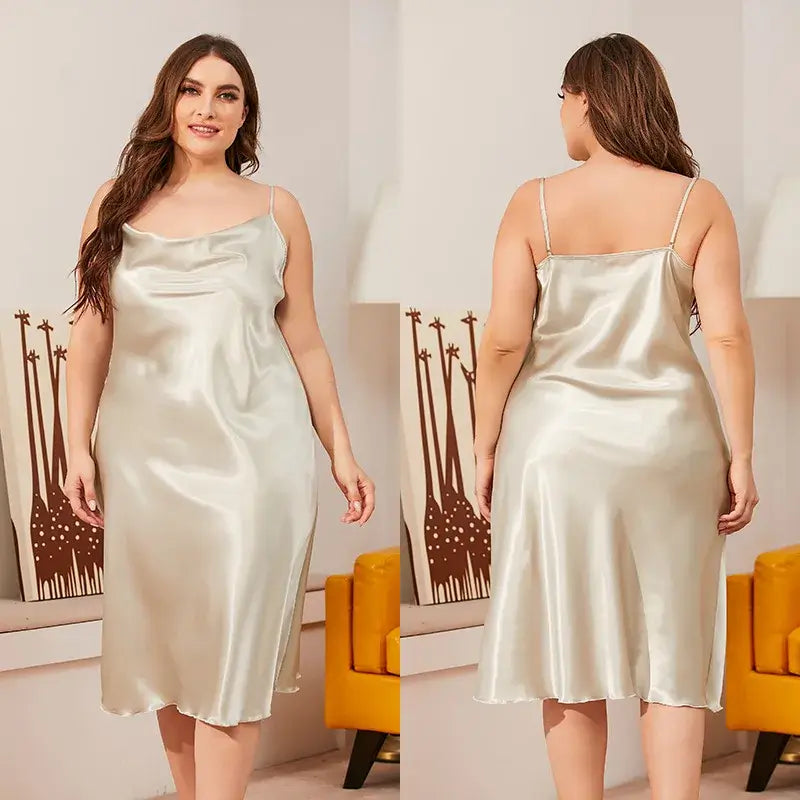 Women Satin Chemise Nightdress Plus Size Sleepwear