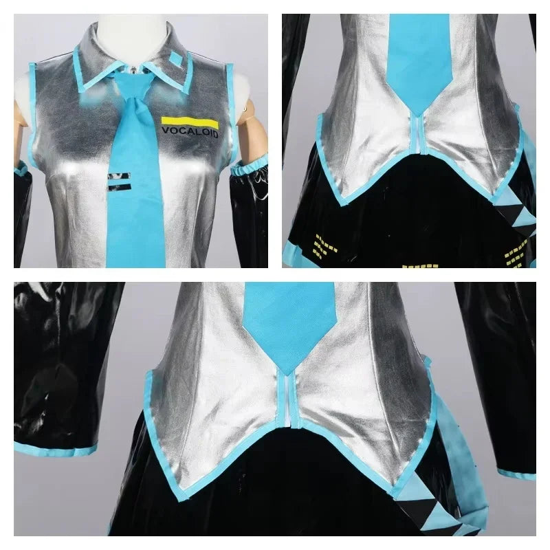 Hatsune Miku Silver Leather Cosplay Costume