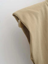 Women's Sleeveless Padded Shoulder Bodysuit – Summer Bodycon One-Piece