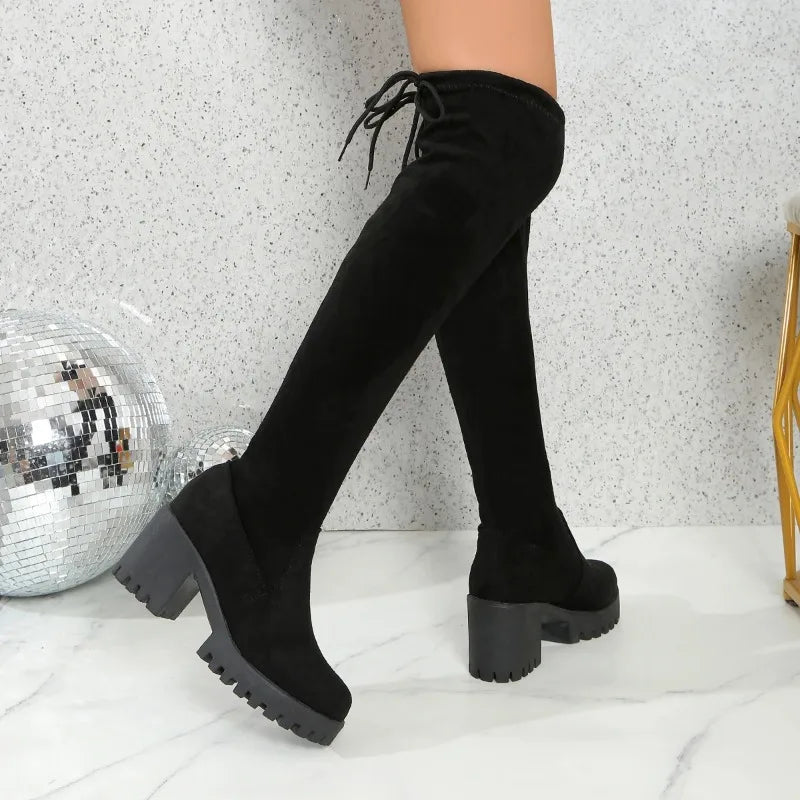 Women’s Winter Over-the-Knee Lace-Up Boots