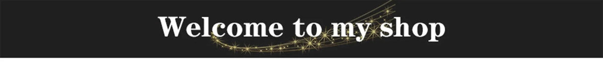Welcome to my shop header with elegant text on a dark background.