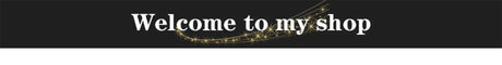 Welcome to my shop banner with elegant text on a black background