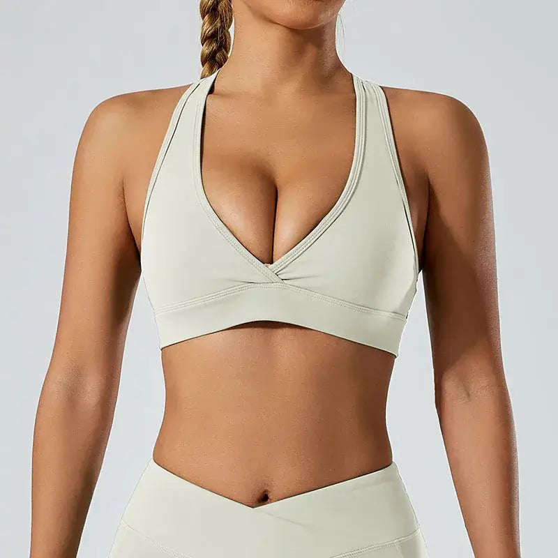 Women Deep V Hollow Back Sports Bra