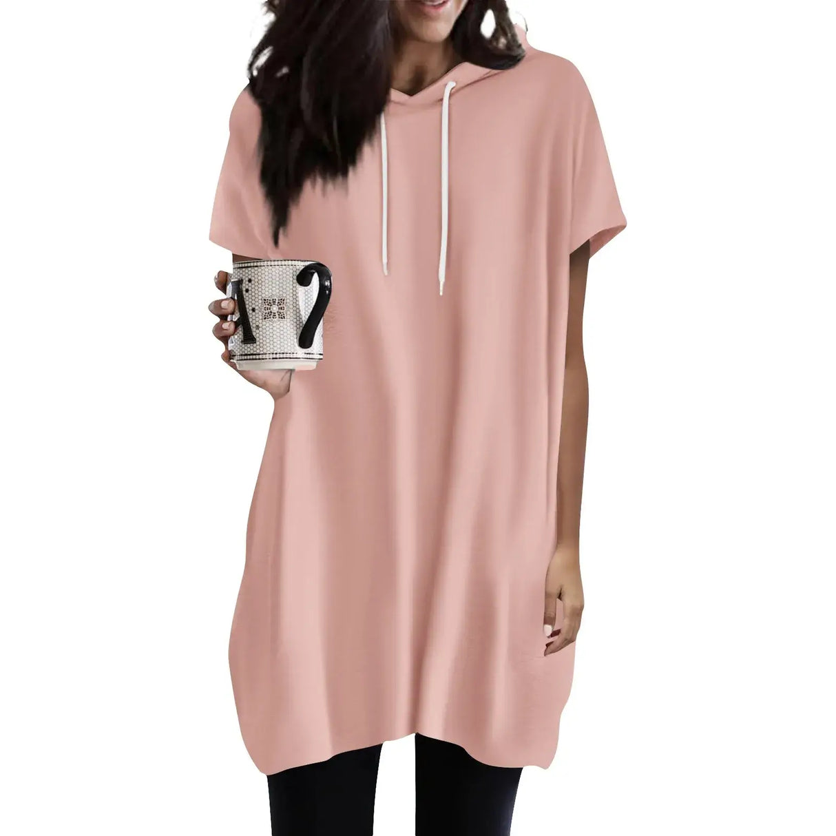 Women Oversized Short Sleeve Hoodie