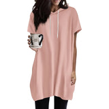 Women Oversized Short Sleeve Hoodie
