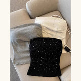 Sparkling Rhinestone Backless Camisole Tank Top