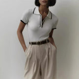 Women's Slim Contrast Knit Pullover