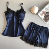 Women V-Neck Pajama Shorts Set
