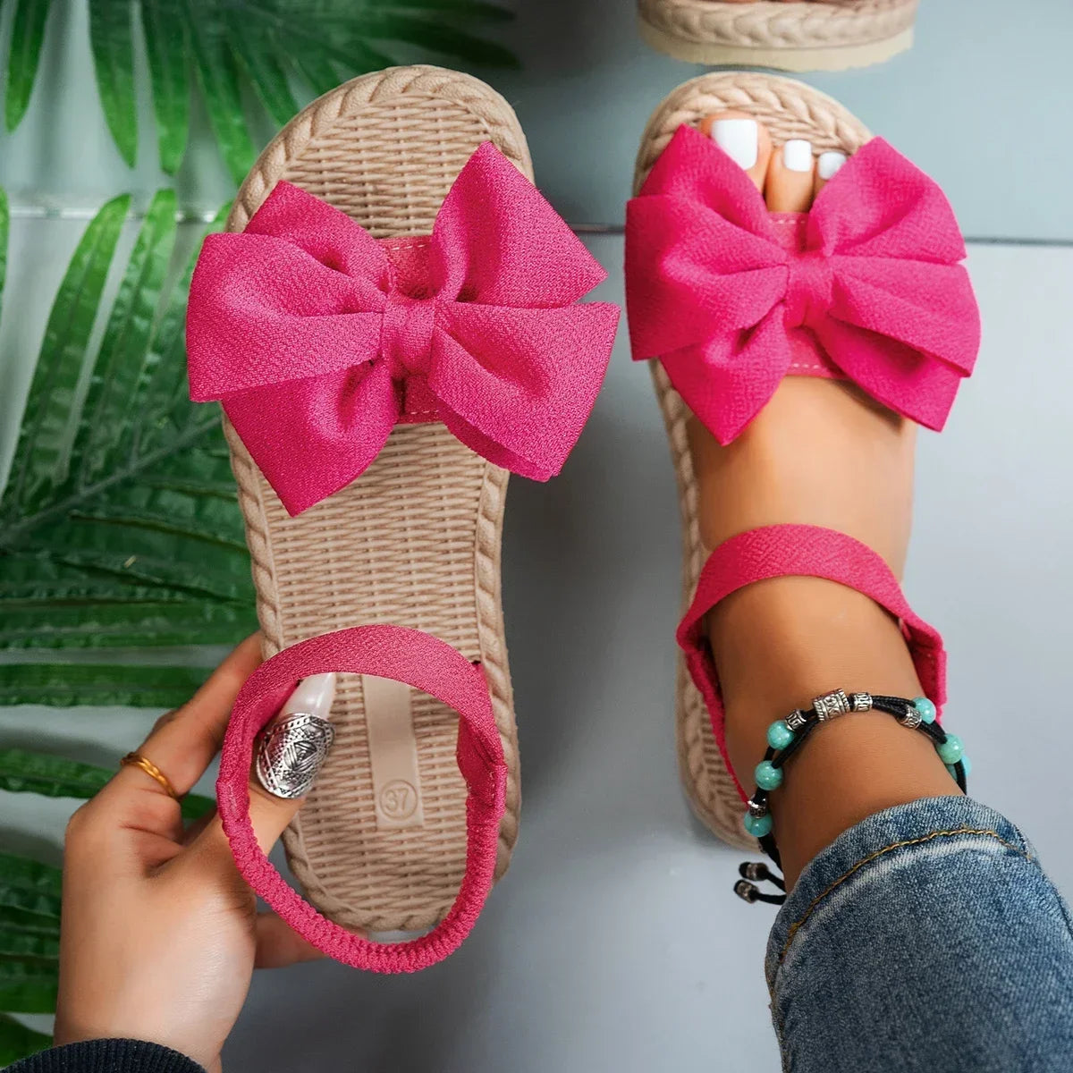 Women Platform Bow Tie Sandals Summer Slides