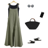 Women Wide Leg Cotton Linen Jumpsuit
