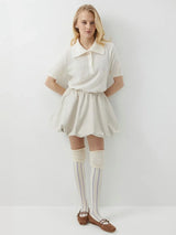 Women's Polo Collar Hollow Knit Sweater