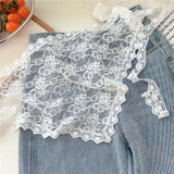 Women Embroidered Lace Mini Apron Skirt