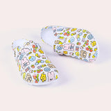 Women Cartoon Print Mule Clogs – Adjustable Buckle Beach Slippers