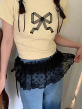 Women Y2K Lace Layered Skirt