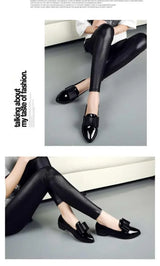 Women’s Leather Loafers Round Toe Lace-Up Shoes