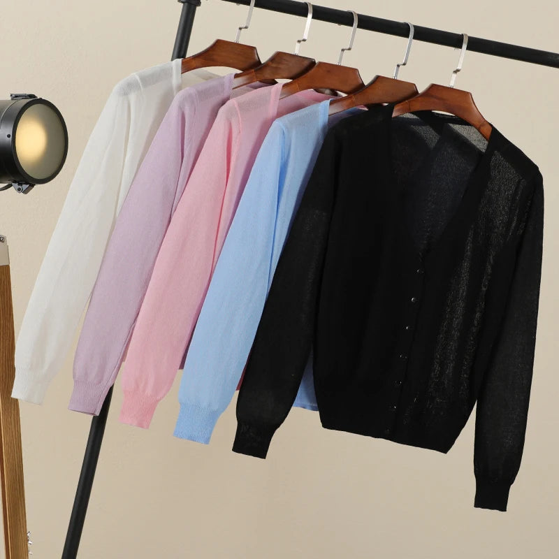 Korean V-Neck Cropped Cardigan Women's Sweater