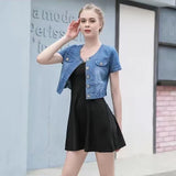 Lucyever Y2K Cropped Denim Jacket for Women