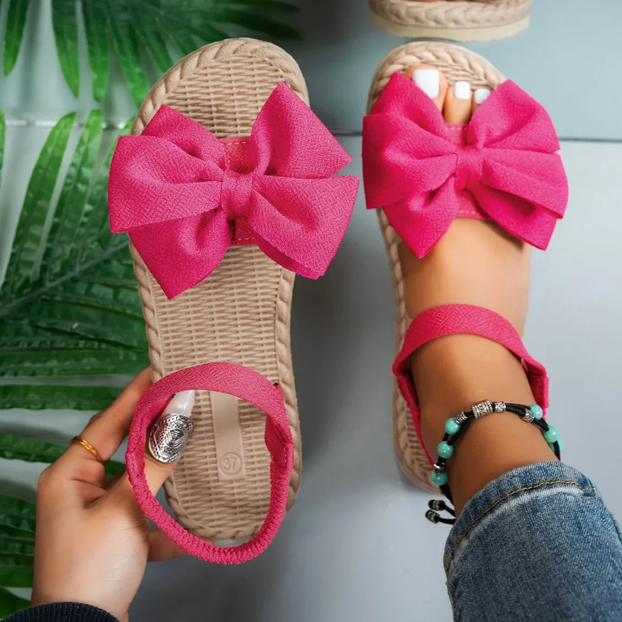 Women Casual Bow Tie Sandals Summer Flats
