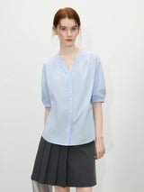 Women Pleated Office Relaxed Fit Blouse