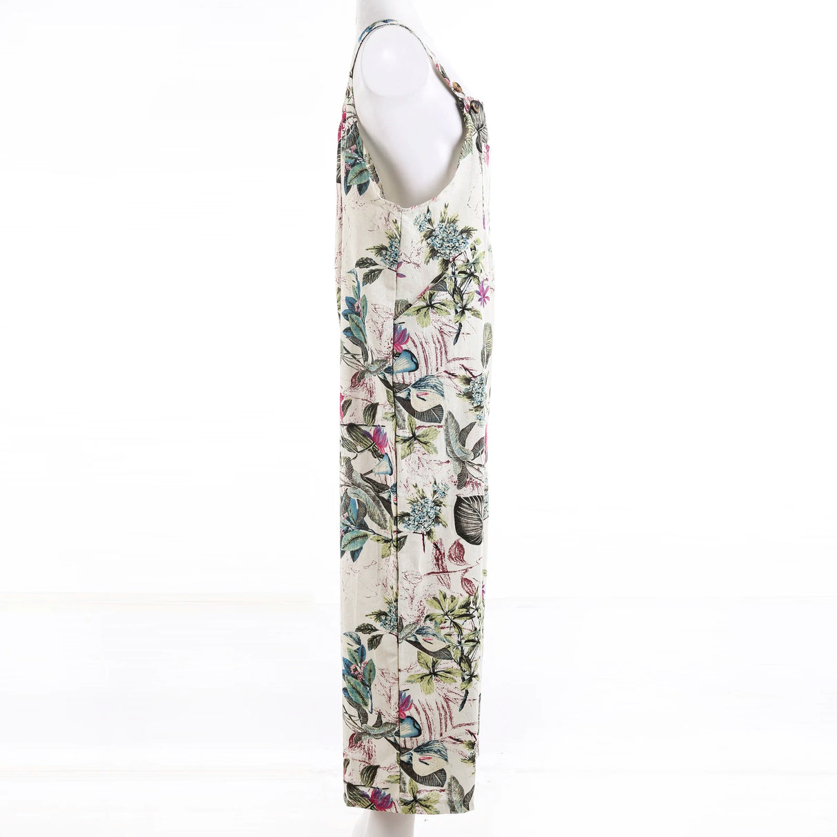 FloraLoom™ – Floral Cotton Linen Jumpsuit (Natural, Breezy & Soft-Touch)